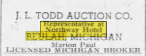 Northway Hotel - 1958 AUCTION NOTICE (newer photo)